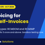 GSTN Advisory 678 graphic: e-invoicing for RCM self-invoices, supply types RCMDOM and RCMIMP, MetAccounts Solutions