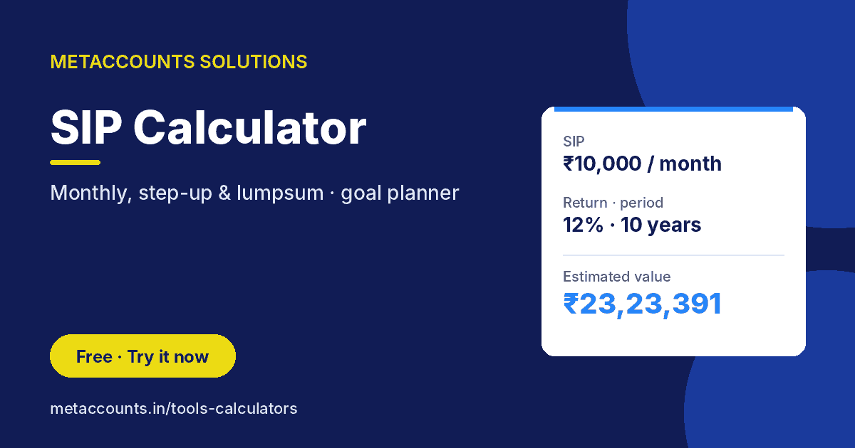 SIP Calculator 1 SIP calculator for monthly, step-up and lumpsum mutual fund investments – METACCOUNTS SOLUTIONS